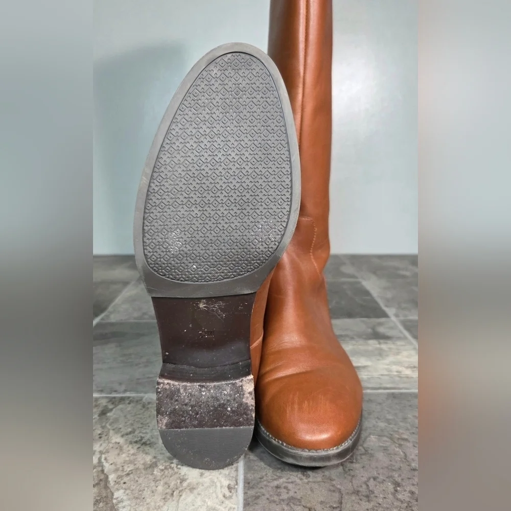 TORY BURCH SIDNEY LEATHER RIDING BOOTS.